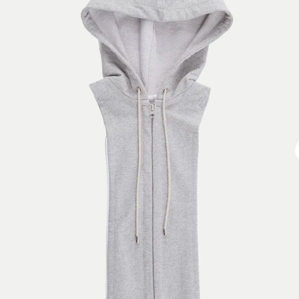 Veronica Beard Hoodie Dickey Heather Grey Drawstring Dickey